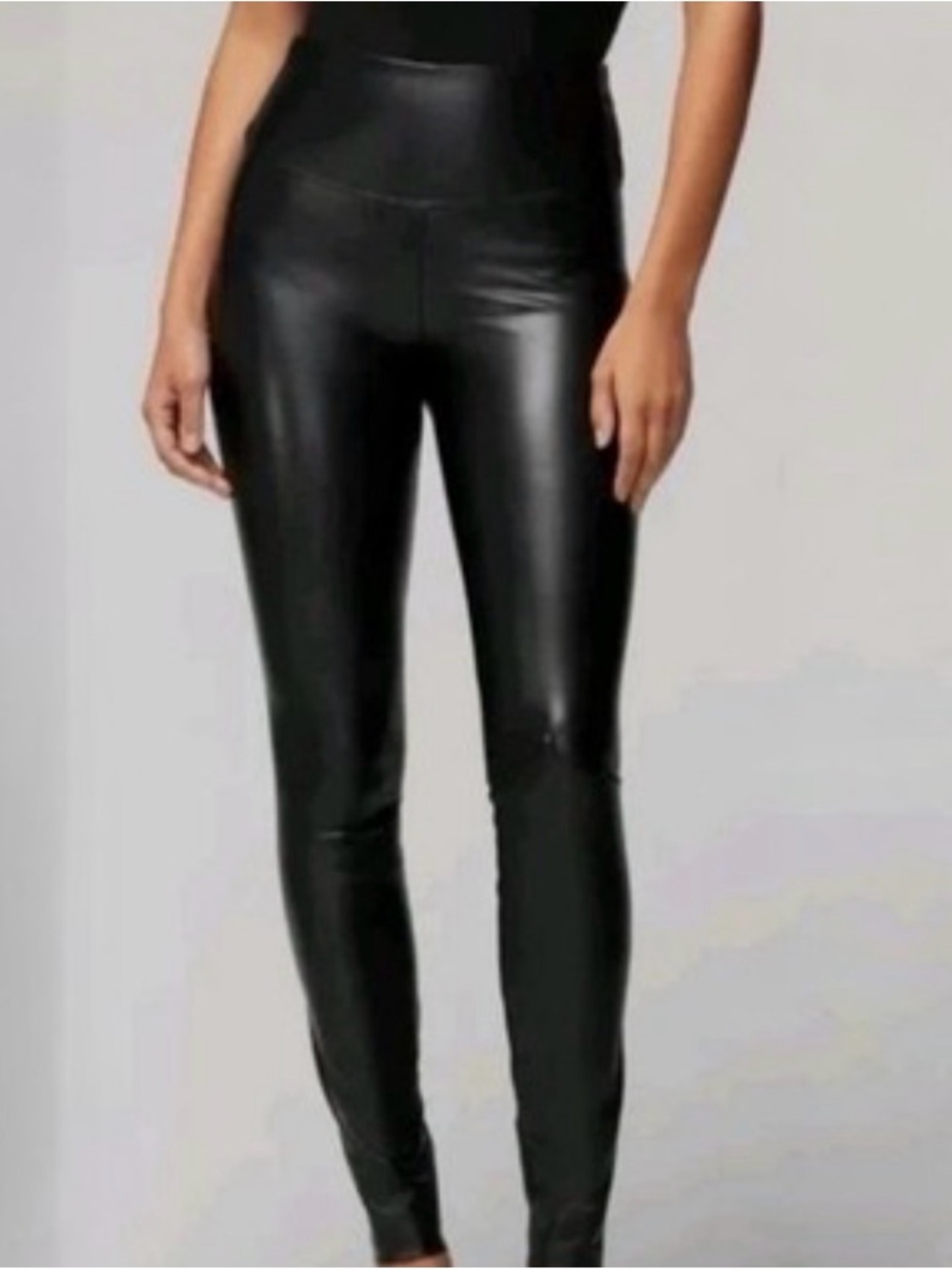White House Black Market Black Faux Leather Leggings - High-Rise Runway